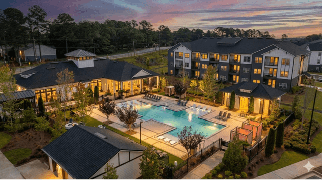 The Leila at Stockbridge - A 294-unit luxury community with chef-inspired kitchens, resort-style pool, and private garages in a pet-friendly environment.